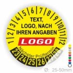 Prüfplaketten individuell - Ihrem eigenen Text oder Logo