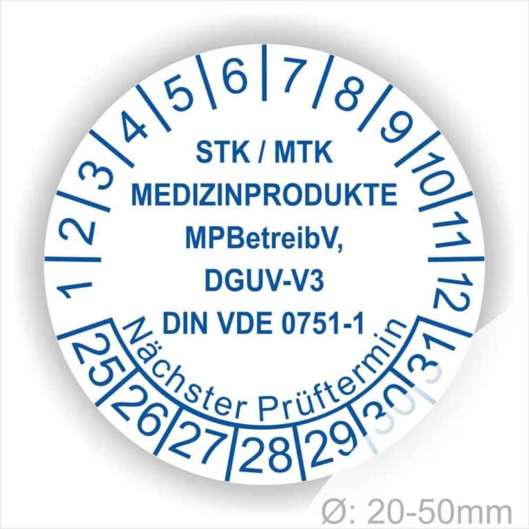 Dreifke Prüfplakette Medizintechnik MTK 2026-2031 - 30mm, 10 Stück/Bogen