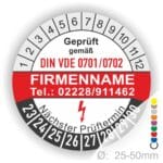 DIN VDE Prüfplaketten LOGO Firmenaufdruck