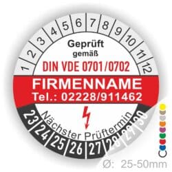 DIN VDE Prüfplaketten LOGO Firmenaufdruck