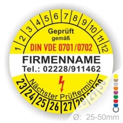 Prüfplakette VDE 0701-0702 Firmeaufdruck