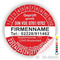 Geprüft nach VDE 0701/0702 Prüfplakette Individuell