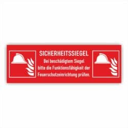 Sicherheitssiegel Mittel und Geräte zur Brandbekämpfung