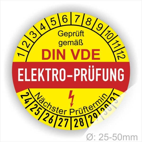 VDE-Prüfplaketten – Nächster Prüftermin – Elektrische Prüfung, 20–30 Mm – Von Printengel