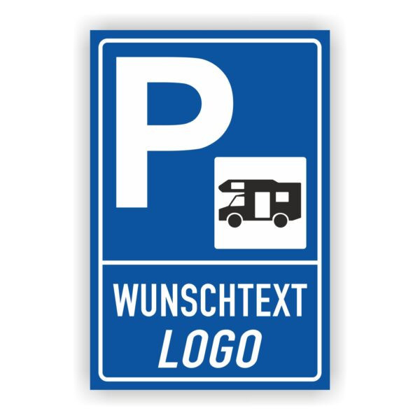 Wohnmobile Parkplatz Schild mit Wohnmobil- Symbol