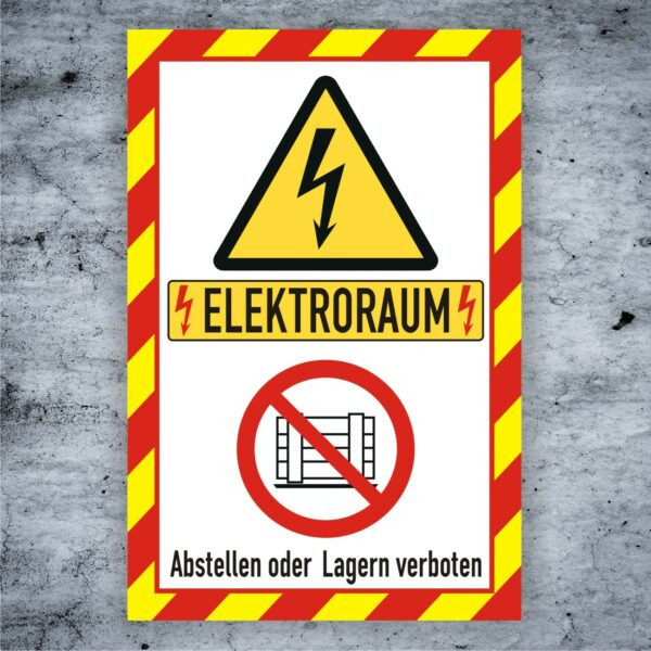 Elektroraum abstellen oder Lagern verboten Warn- Hinweisschild