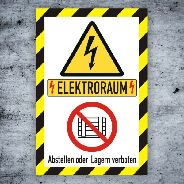 Elektroraum abstellen oder Lagern verboten Warnschild Symbol W0012