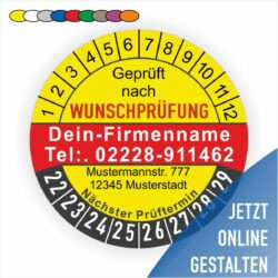 Prüfetiketten individuell online Designer