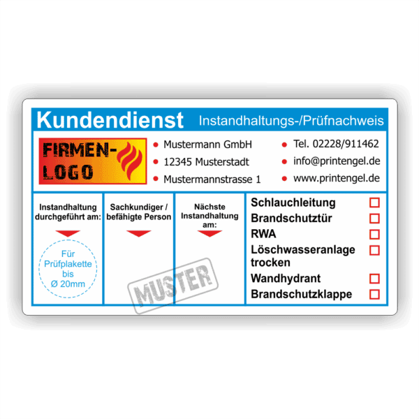 Instandhaltungsnachweis Prüfplaketten Brandschutz farbe blau