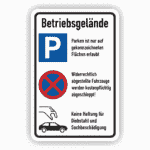 Betriebsgelände Parkplatzschild