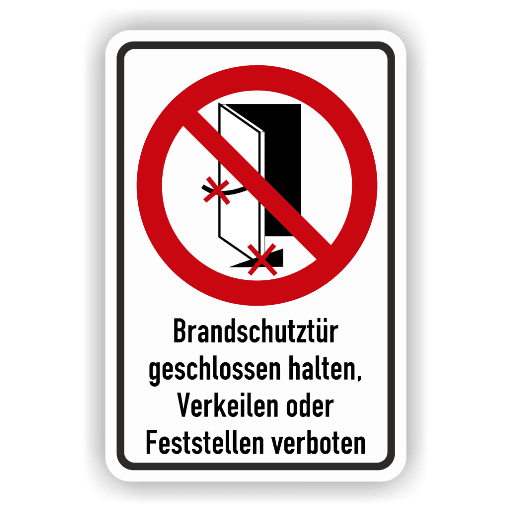 Brandschtztür geschlossen halten Verbotsschild PrintEngel