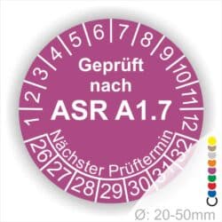 Geprüft nach ASR A1.7 Prüfplakette