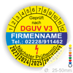 DGUV V3 Prüfplaketten Wunschtext personalisiert