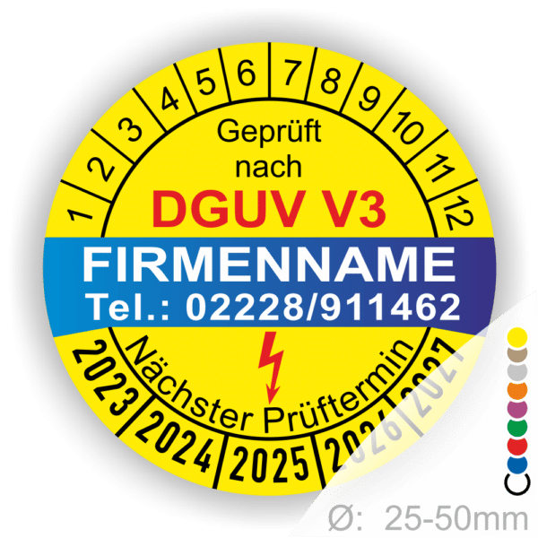 DGUV V3 Prüfplaketten Wunschtext personalisiert