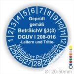 Prüfplaketten zur Prüfung von Leitern und Tritten Startjahr- 25, Farbe- Blau