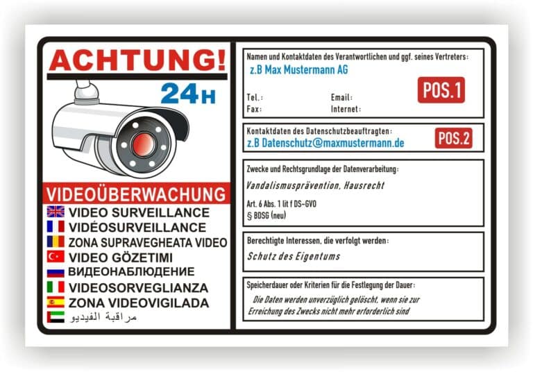 Warning & No Trespassing Schilder – 24h Videoüberwachung, Aluminium 25,4×17,8cm