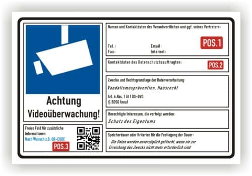 Schild Videoüberwachung Pflicht personalisiert PrintEngel
