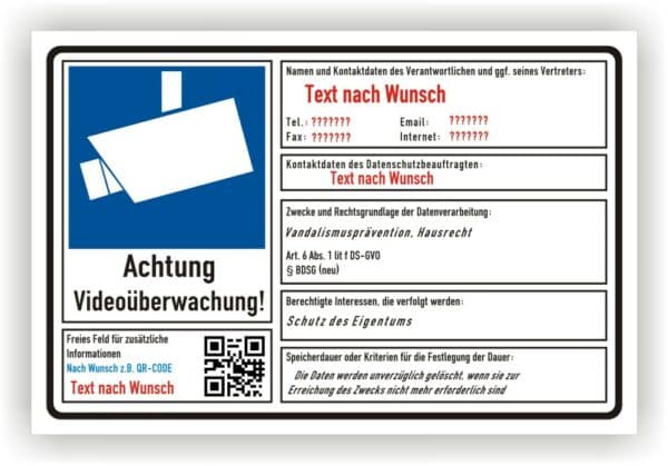 Videoüberwachung Schild DSGVO Privatgrundstück