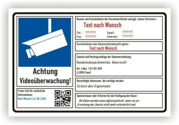 Kamera auf Privatgrundstück Schild
