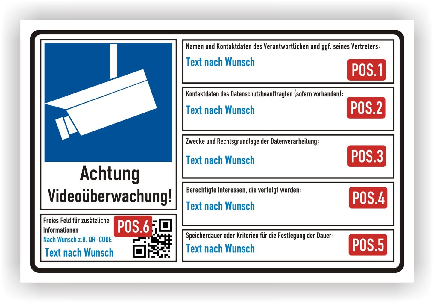 DSGVO Hinweisschild Videoüberwachung personalisiert - PrintEngel