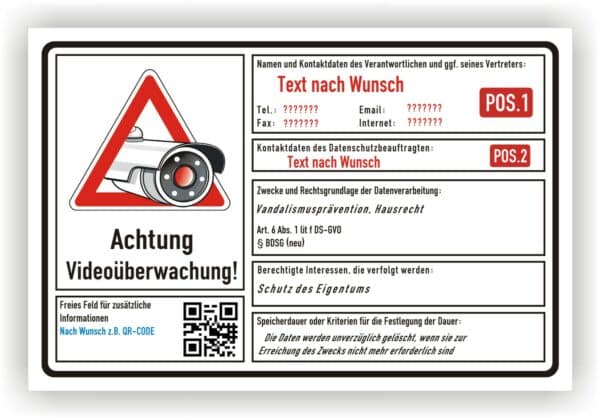 Videoüberwachter Bereich Schild