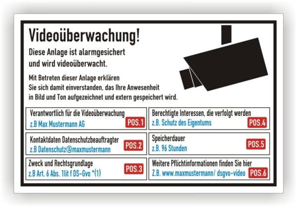 Hinweisschild Videoüberwachung Anlage