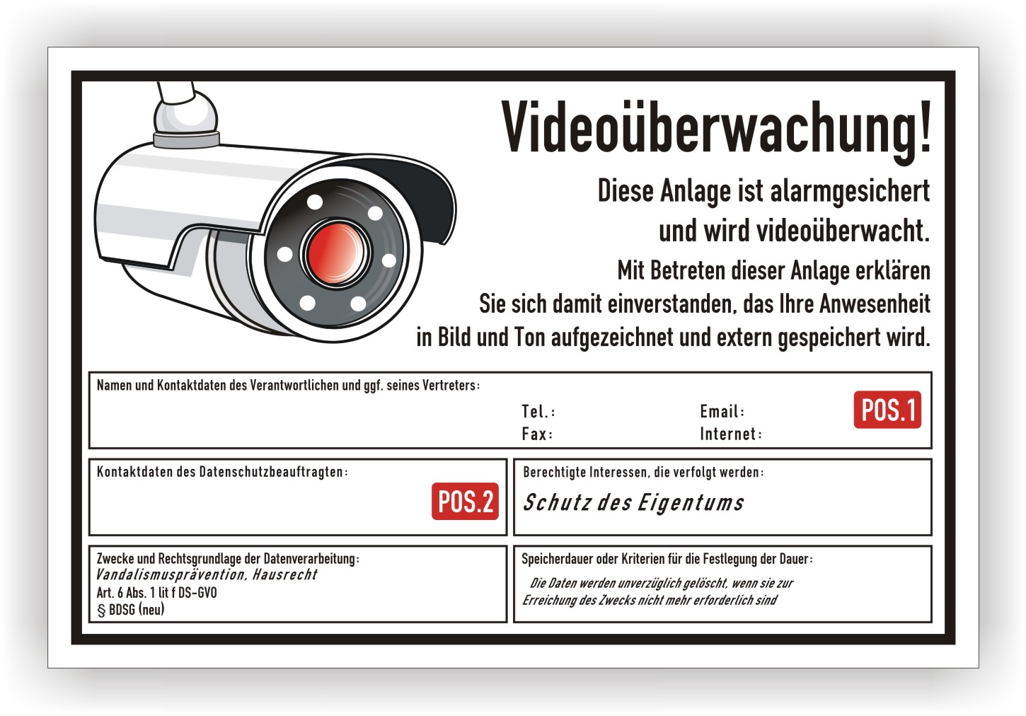 Aufkleber 8 Stück Videoüberwacht – Printstore – Digitale