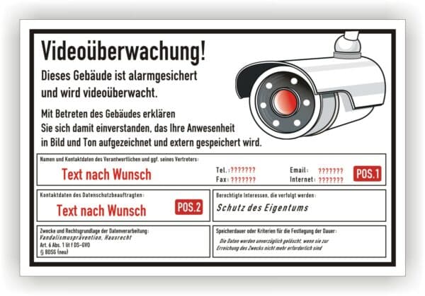 Hinweisschild Videoüberwachung DSGVO Gebäude