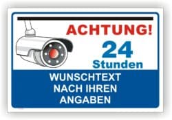 Videoüberwachung Schild Wunschtext