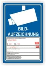 Bildaufzeichnung Schild DSGVO personalisiert