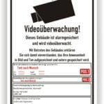 Videoüberwachung Schild Gebäude personalisiert