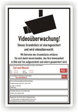 Videoüberwachung Schild Grundstück personalisiert