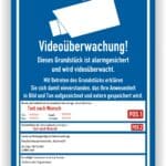 Schild Videoüberwachung Grundstück personalisiert
