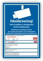 Schild Videoüberwachung Grundstück personalisiert