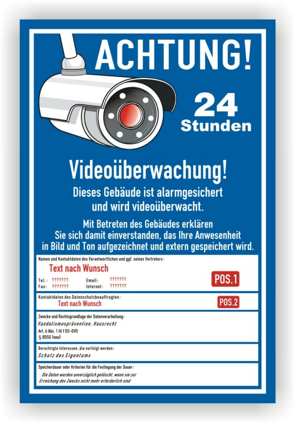 Schild Videoüberwachung Gebäude personalisiert