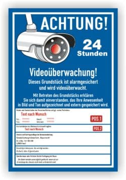 Schild Grundstück Videoüberwachung Gebäude