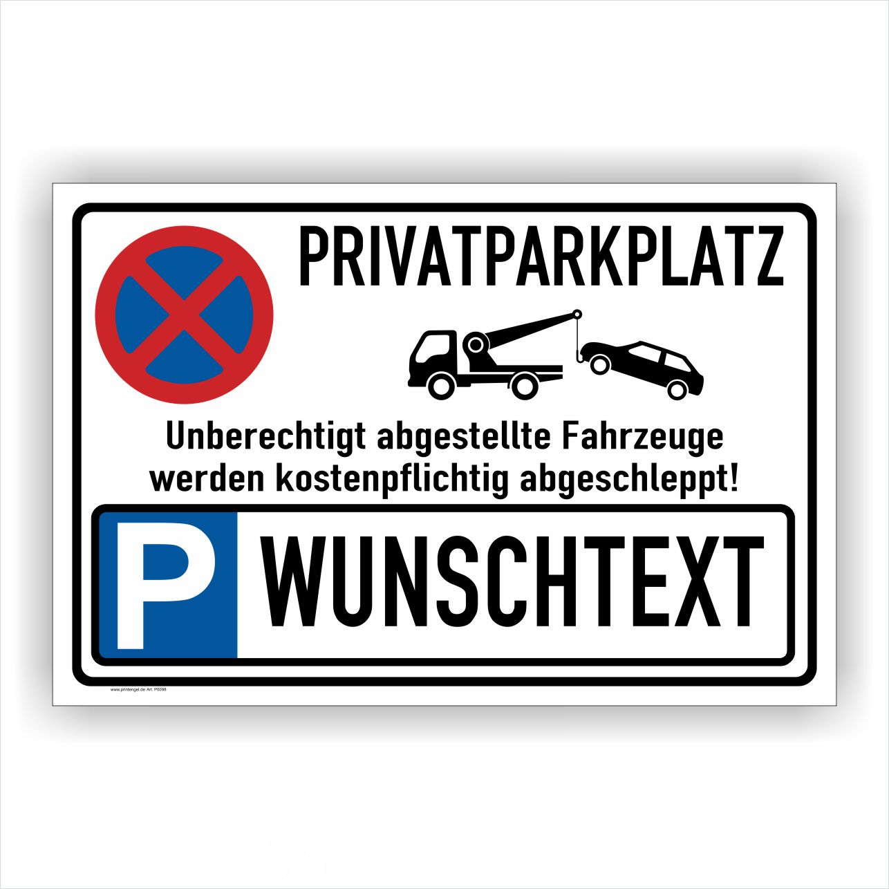 Nummernschild für Parkplatz, personalisierbar