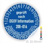 Leitern und Tritte Prüfung Prüfplaketten DGUV Information 208-016 in Farbe Blau, Statjahr 26