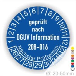 Leitern und Tritte Prüfung Prüfplaketten DGUV Information 208-016 in Farbe Blau, Statjahr 26