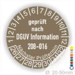 Leitern und Tritte Prüfung Prüfplaketten DGUV Information 208-016 in Farbe Braun, Statjahr 26