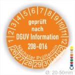 Leitern und Tritte Prüfung Prüfplaketten DGUV Information 208-016 in Farbe Orange, Statjahr 26