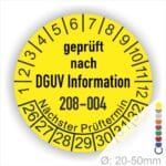 Prüfplakette, Prüfaufkleber DGUV Info 208-004 Farbe Gelb, Statjahr 26