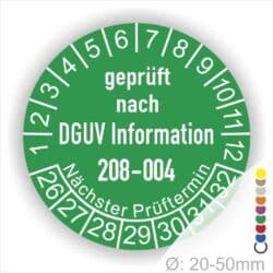 Prüfplakette Siegel DGUV Info 208-004 Farbe Grün, Statjahr 26