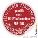 Prüfplakette DGUV Info 208-004 Farbe Rot, Statjahr 26