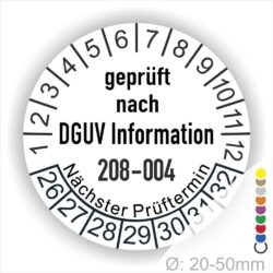 Prüfplakette DGUV Info 208-004 Farbe Weiss, Statjahr 26