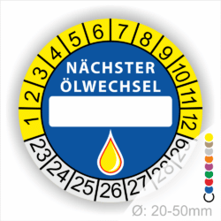 Nächster Ölwechsel Prüfplakette mit Beschriftungsfeld