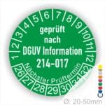 Mehrjahresplakette DGUV Information 214-017 Prüfung für Sicherer Einsatz von Abroll- und Abgleitkippern Starjahr- 26, Farbe- Grün