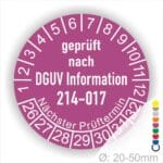 Prüfsiegel DGUV Information 214-017 Prüfung für Sicherer Einsatz von Abroll- und Abgleitkippern Starjahr- 26, Farbe- Lila