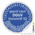 Prüfetiketten DGUV Vorschrift 52 Prüfung Krane in Blau