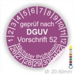 Prüfplakette, Prüfetikette DGUV Vorschrift 52 Prüfung Krane in Lila
